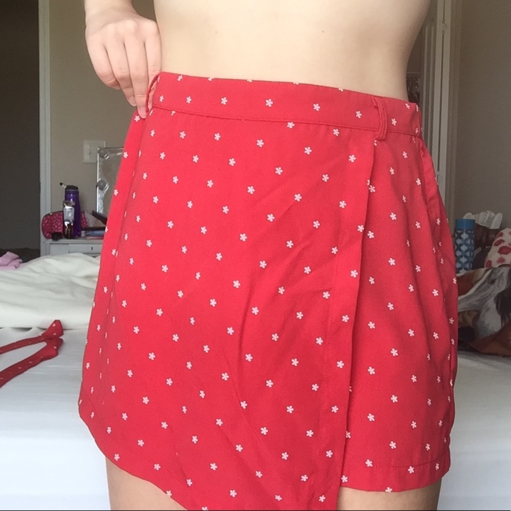 EM red skirt with white flowers